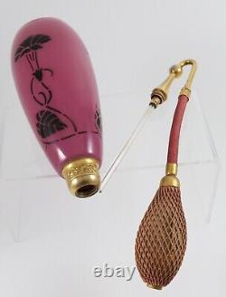 Antique DeVilbiss-Perfume Atomizer-Old Rose Pink &Art Deco Black-ORIGINAL PARTS