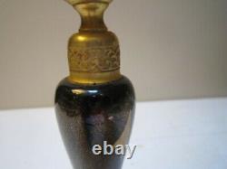 Antique Devilbiss Dropper Black & Gold Glass Perfume Bottle Signed