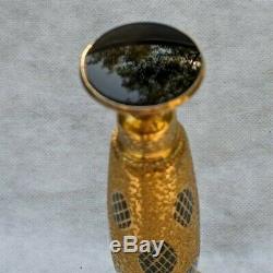 Antique Devilbiss Gilded Black Glass Perfume Bottle Intact Dauber