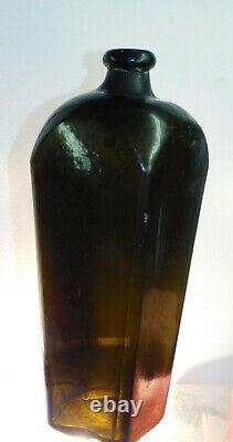 Antique Dutch Case Gin A. H Sealed Shoulder Large Jet Black 50 Oz Old Bottle 1850