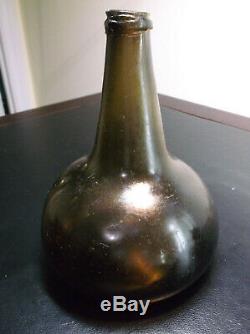 Antique Early 1700s Dutch English Black Glass Onion Bottle St. Augustine, FL