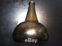 Antique Early 1700s Dutch English Black Glass Onion Bottle St. Augustine, FL