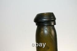Antique Early Pontil Black Glass Mallet Whiskey Bottle 9 1/2'' blown
