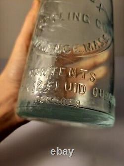 Antique Embossed Glass Crown Top Bottle. Black Fox Bottling Lawrence, MA