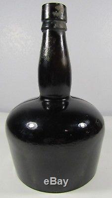 Antique England c1800's Black Glass Bottle Mallet Onion Shape C1-24