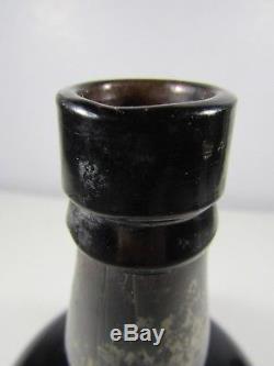 Antique England c1800's Black Glass Bottle Mallet Onion Shape C1-24