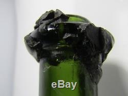Antique England c. 1800's Black Glass Bottle Wine Shape Wax Seal B2