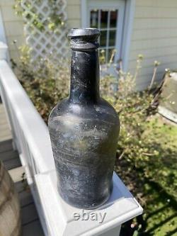 Antique English Rum Mallet Bottle Black Glass Shipwreck