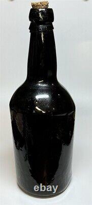 Antique Free Blown Black Glass Bottle Pre-Civil War Era Collectible