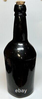 Antique Free Blown Black Glass Bottle Pre-Civil War Era Collectible