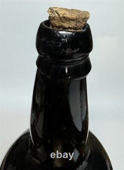 Antique Free Blown Black Glass Bottle Pre-Civil War Era Collectible