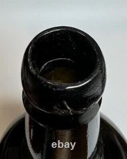 Antique Free Blown Black Glass Bottle Pre-Civil War Era Collectible