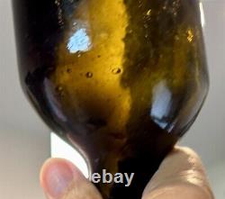 Antique Free Blown Black Glass Bottle Pre-Civil War Era Collectible