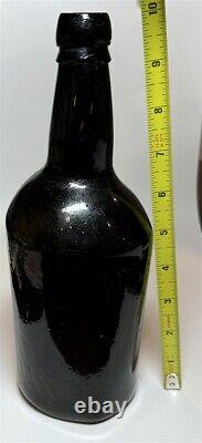 Antique Free Blown Black Glass Bottle Pre-Civil War Era Collectible