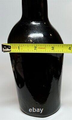 Antique Free Blown Black Glass Bottle Pre-Civil War Era Collectible