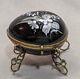 Antique French Black Opaline Glass Egg Casket Box Perfume Bottle Bronze Mounts