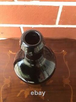 Antique Georgian Period Sealed Black Glass Ale Bottle Sargent 1830, Boston MA