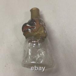 Antique Germany Thin Glass Miniature Mini Perfume Bottle Black Face Bulldog Dog