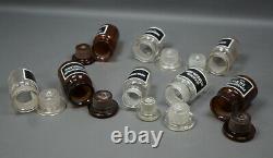 Antique Glass Crystal Amber Apothecary Bottle Jars Collection Black Poison Label