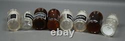 Antique Glass Crystal Amber Apothecary Bottle Jars Collection Black Poison Label
