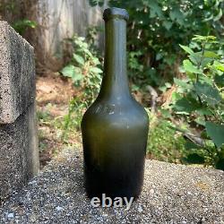 Antique HALF SIZE Long Neck FLOWERPOT Wine Black Glass Pontil Utility Bottle