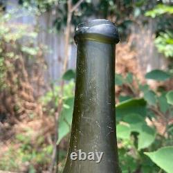 Antique HALF SIZE Long Neck FLOWERPOT Wine Black Glass Pontil Utility Bottle