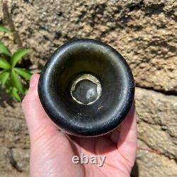 Antique HALF SIZE Long Neck FLOWERPOT Wine Black Glass Pontil Utility Bottle