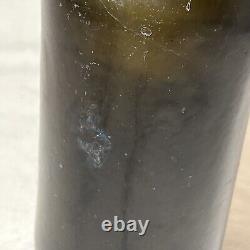 Antique Iron Pontil Black Glass Applied Lip Bottle