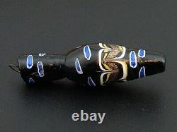 Antique Italian Miniature Venetian Glass Black Scent Bottle Swirl Colour Cane