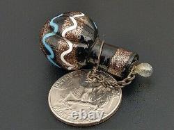 Antique Italian Miniature Venetian Glass Black Striped Swirl Scent Bottle