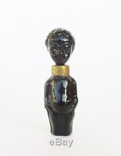 Antique Little Boy Shaped Black Americana Glass Miniature Perfume Bottle