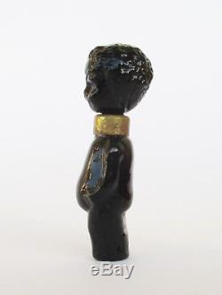 Antique Little Boy Shaped Black Americana Glass Miniature Perfume Bottle
