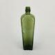Antique Olive Green Black Case Gin Glass Applied Lip Bottle 10in Beautiful