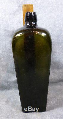 Antique Olive Green/Black Glass J. J. Melchers Cosmopoliet Case Gin Bottle