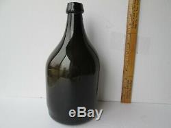 Antique Open Ponti L Black Glass American Utility Bottle Lge. Size 10.75 In. Tall
