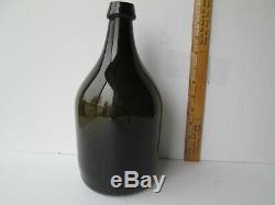 Antique Open Ponti L Black Glass American Utility Bottle Lge. Size 10.75 In. Tall