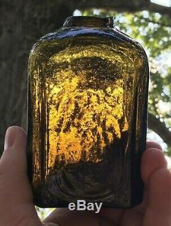 Antique Open Pontil American (CT/New England) Black Glass 8-Sided Snuff Bottle