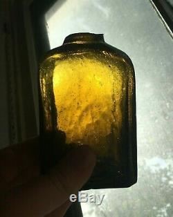 Antique Open Pontil American (CT/New England) Black Glass 8-Sided Snuff Bottle