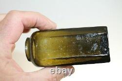 Antique Open Pontil Black Glass 8 Sided Snuff Bottle