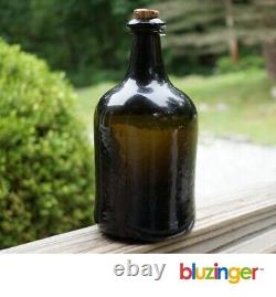 Antique Pontiled Black Glass Mallet Whiskey Spirits Bottle Crude Blown