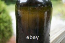Antique Pontiled Black Glass Mallet Whiskey Spirits Bottle Crude Blown