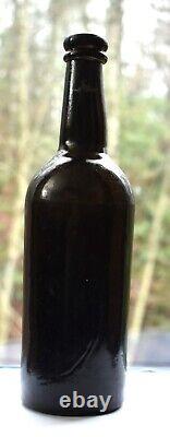 Antique Pre-civil War Black Liquor Ale Beer Blown Glass Bottle 1700s-Early 1800s
