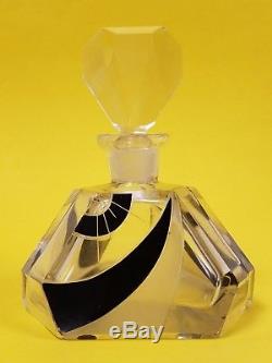 Antique Signed Czech Art Deco Perfume Bottle Black Enamel Karel Palda