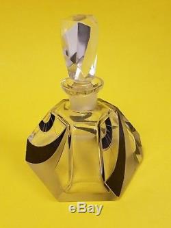 Antique Signed Czech Art Deco Perfume Bottle Black Enamel Karel Palda