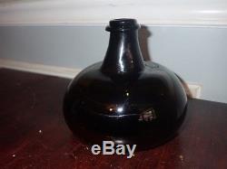 Antique Squat Onion Bottle Black Glass Pontil Scar 17th Century Wine