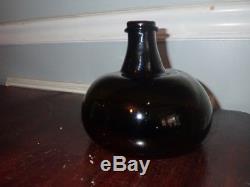 Antique Squat Onion Bottle Black Glass Pontil Scar 17th Century Wine