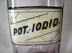 Antique Sun Purple APOTHECARY Glass Label BOTTLE, POT. IODID, Chemist, Pharmacy