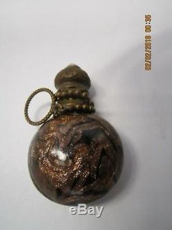 Antique VENETIAN GLASS Perfume Bottle BLACK and GOLD AVENTURINE color
