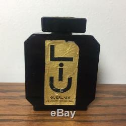 Antique Vintage EMPTY Guerlain LIU Black Glass 2.5 Oz. Perfume Bottle No Box