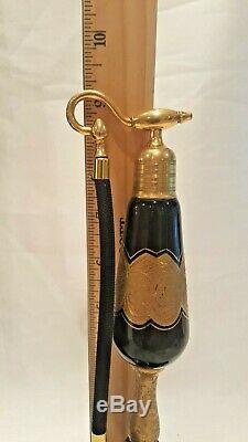 Antique Volupte Black Glass Gold Encrusted Perfume Bottle Atomizer devilbiss
